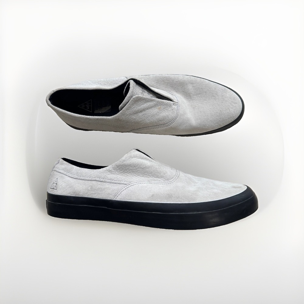 HUF Dylan Rieder Shoes Slip On Mens 12 Gray Skate Loafers Skateboarding